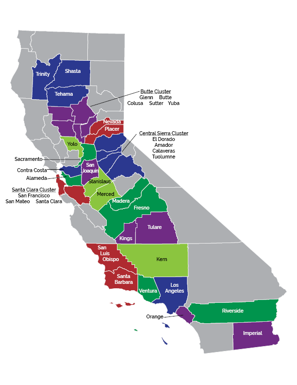 map of counties served by CFHL, UCCE program